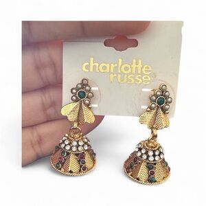 Charlotte Russe Gold and Multicolor Statement Earrings